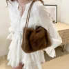 Women Fluffy Shoulder Bag Top-handle Bag 2024 New Fashion Female Autumn Winter Handbag Soft Plush Tote Versatile Shopping Bags