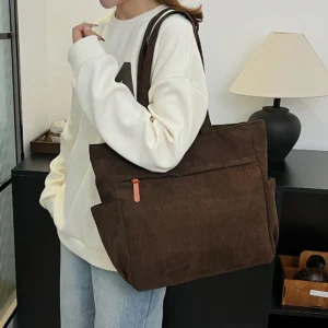 Fleece Canvas Bag Autumn and Winter New Versatile Large Capacity Tote Bag Student Single Shoulder Commuting Tote Bag