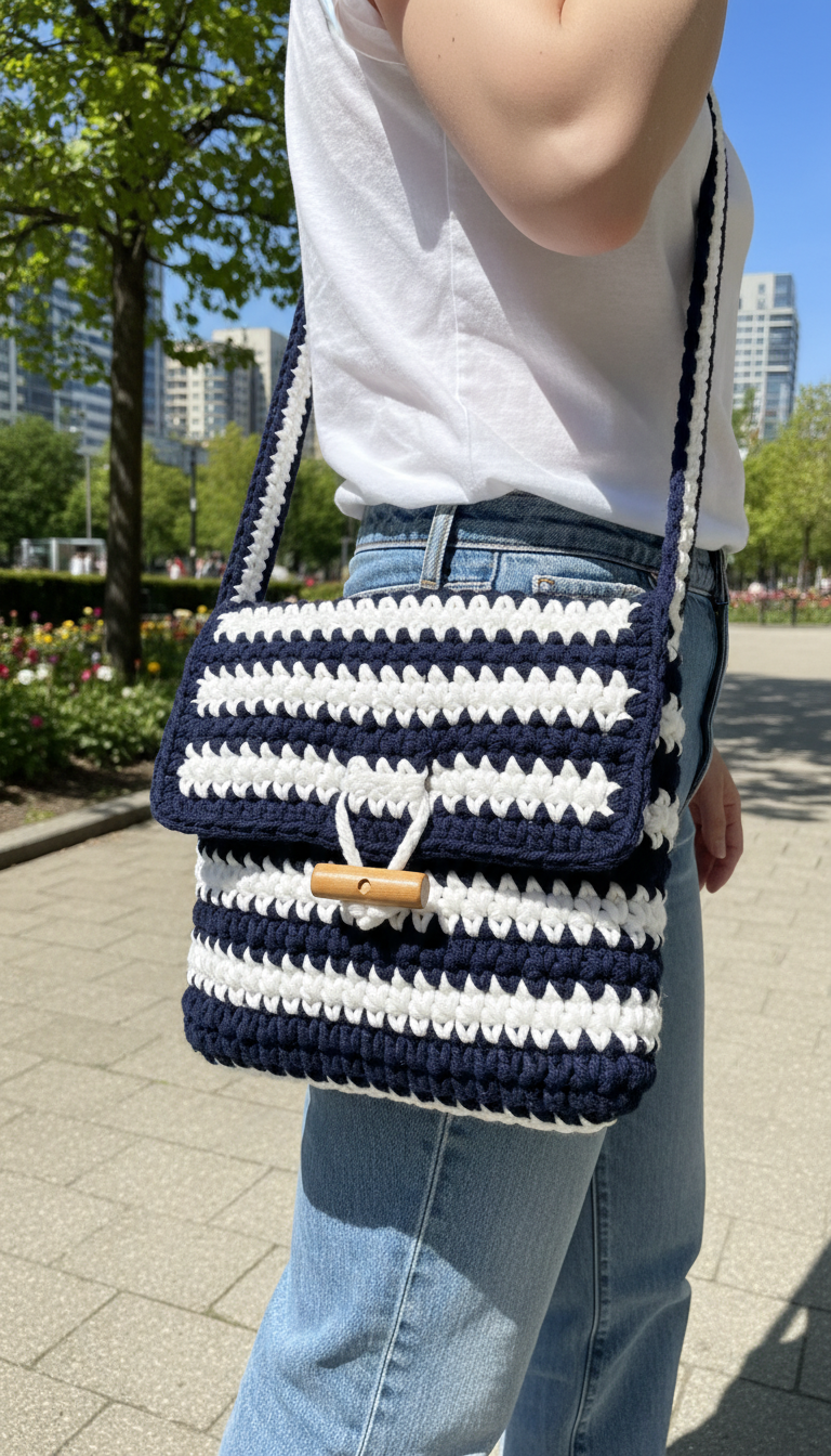 Two-Tone Striped Messenger