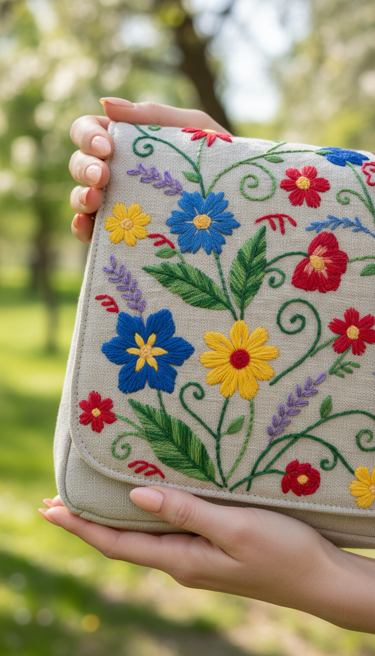 Artistic Embroidery Statement Shoulder Bag