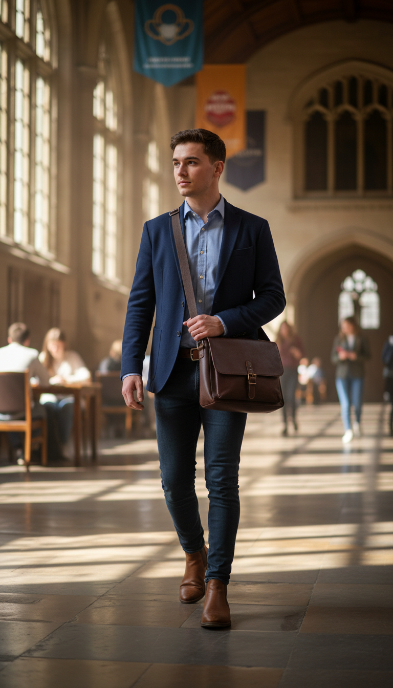 Professional Polish with a Sleek Leather Messenger