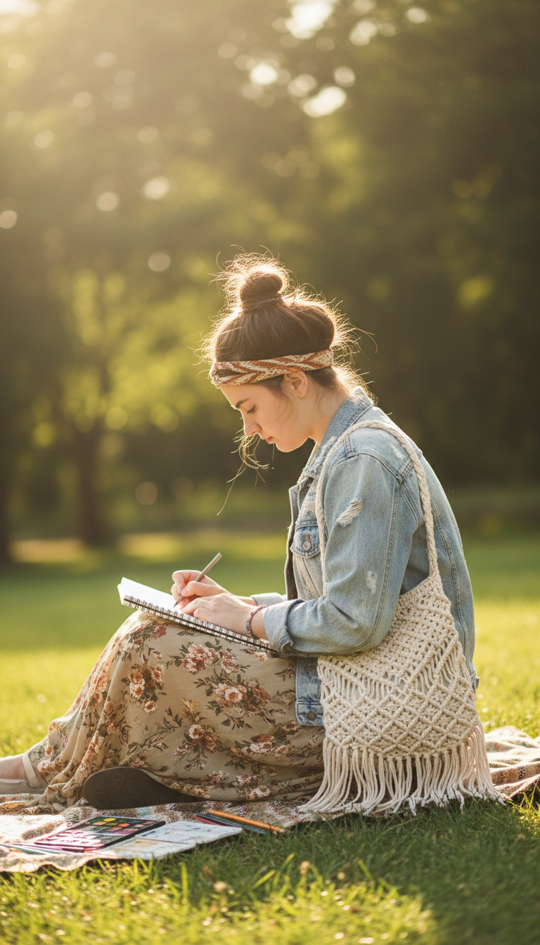 Artistic Flair with a Boho Macrame Shoulder Bag