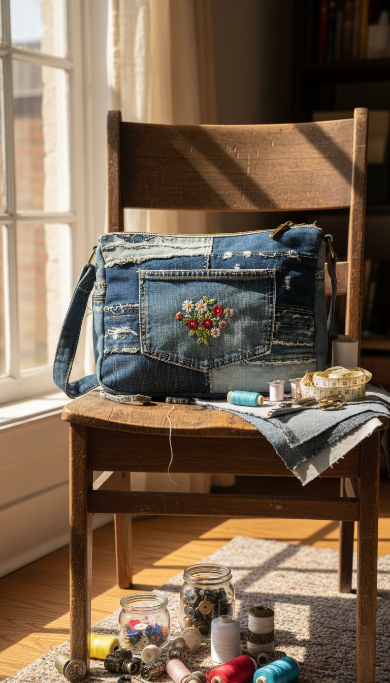 Sustainable Chic: Denim Repurposed Shoulder Bag