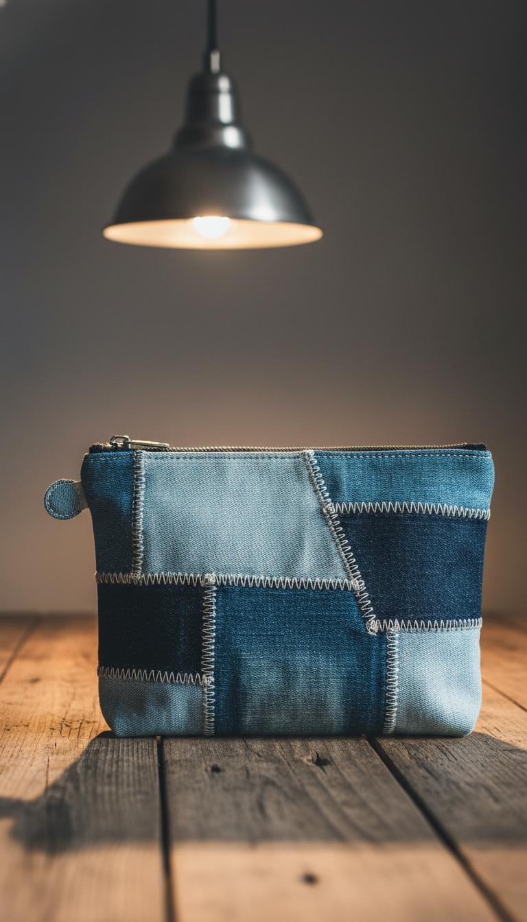 Upcycled Denim Patchwork Clutch