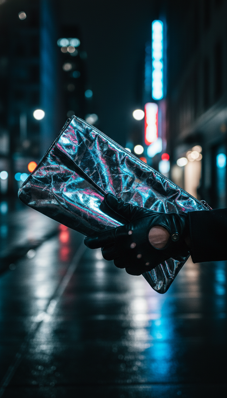 Glimmering Edge: The Edgy Metallic Clutch