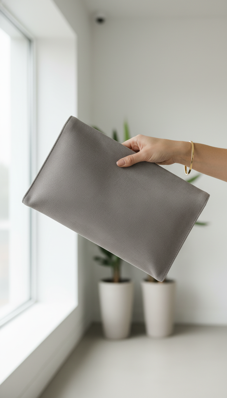 The Understated Minimalist Suede Clutch