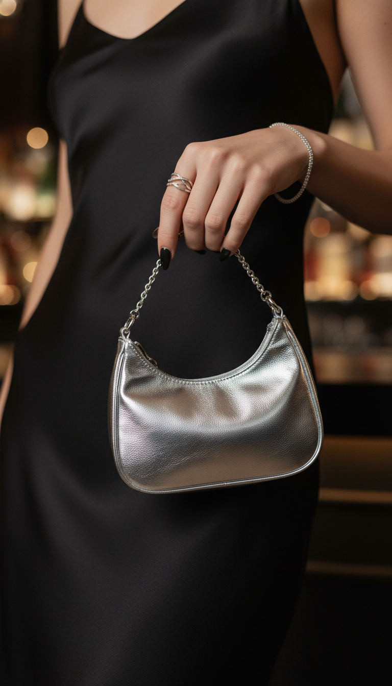 Chic Mini Silver Hobo for Evenings