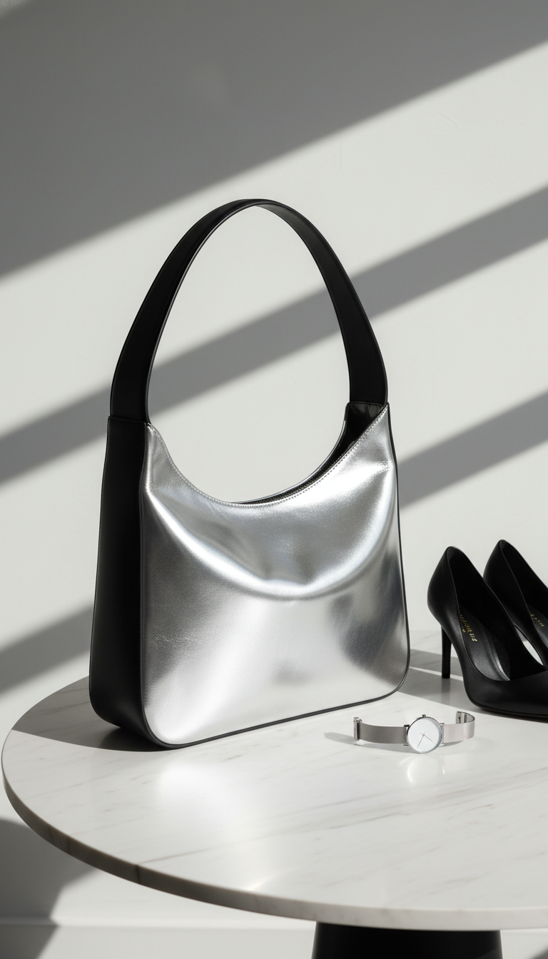 Two-Tone Silver and Black Hobo