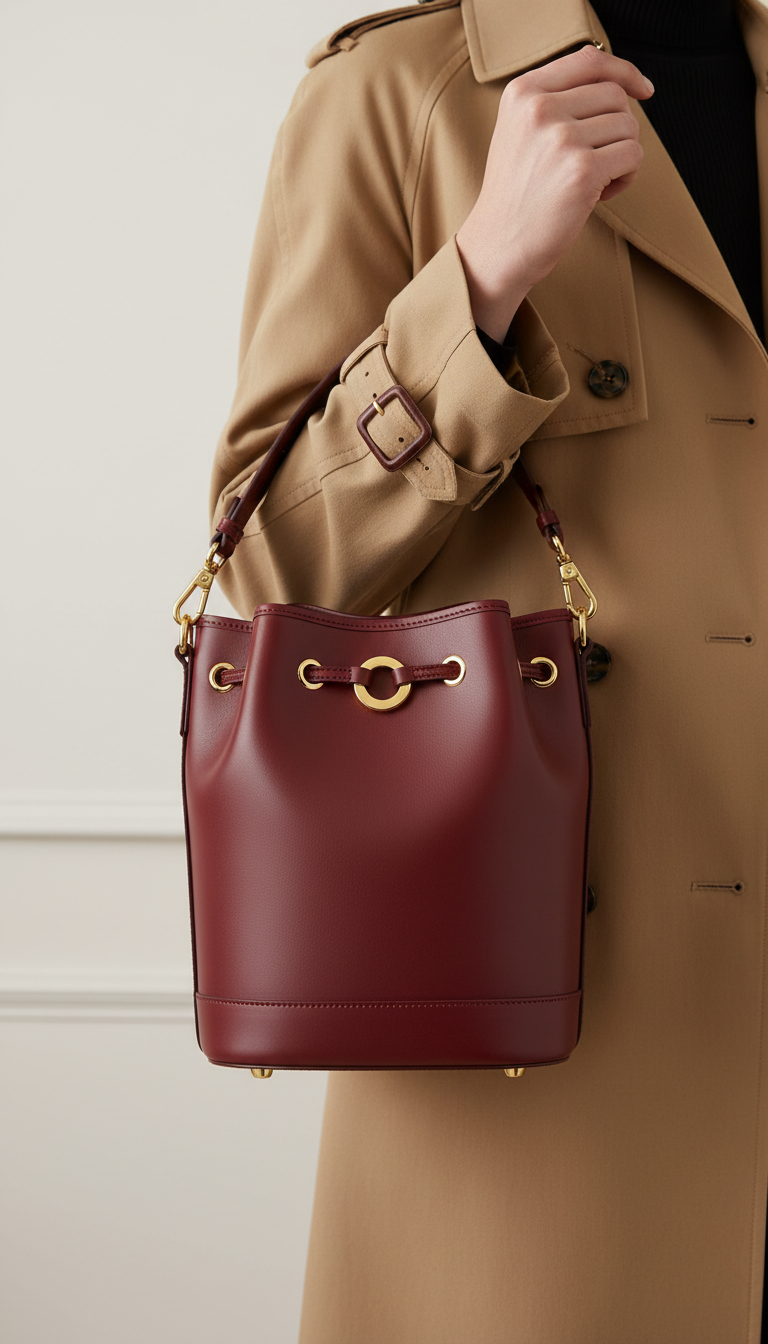 The Luxe Leather Red Bucket Bag