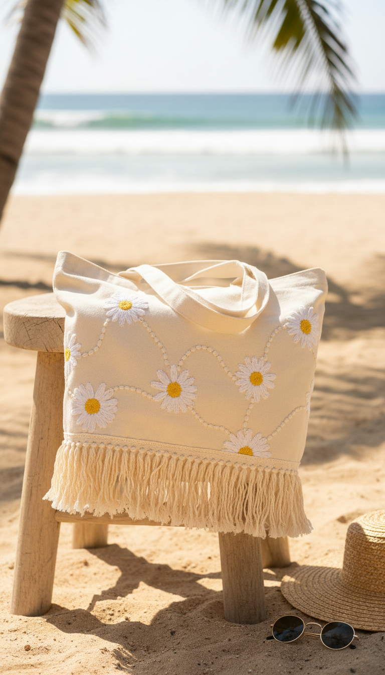 Bohemian Daisy Chain Fringe Tote