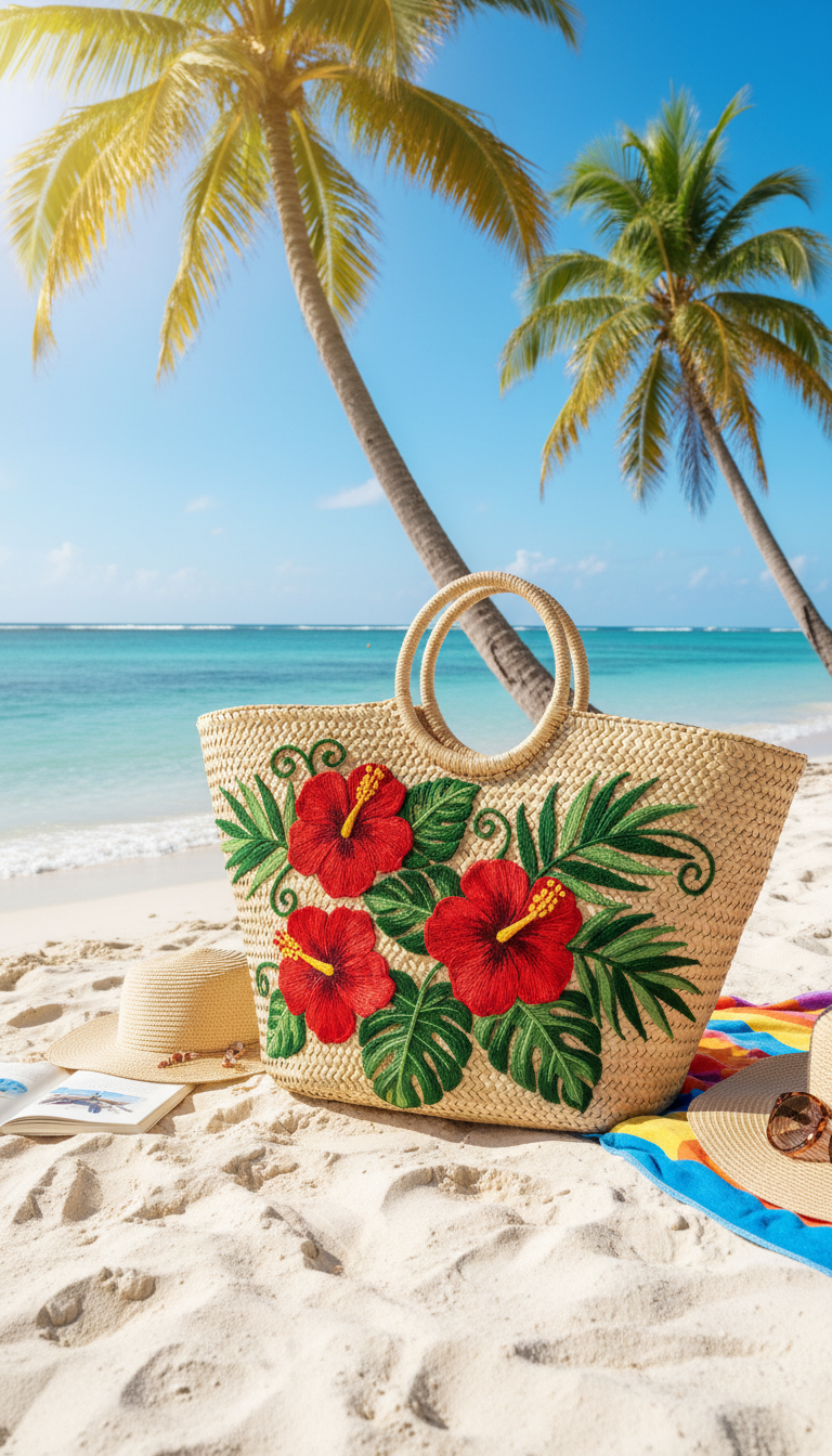 Tropical Hibiscus Beach Tote