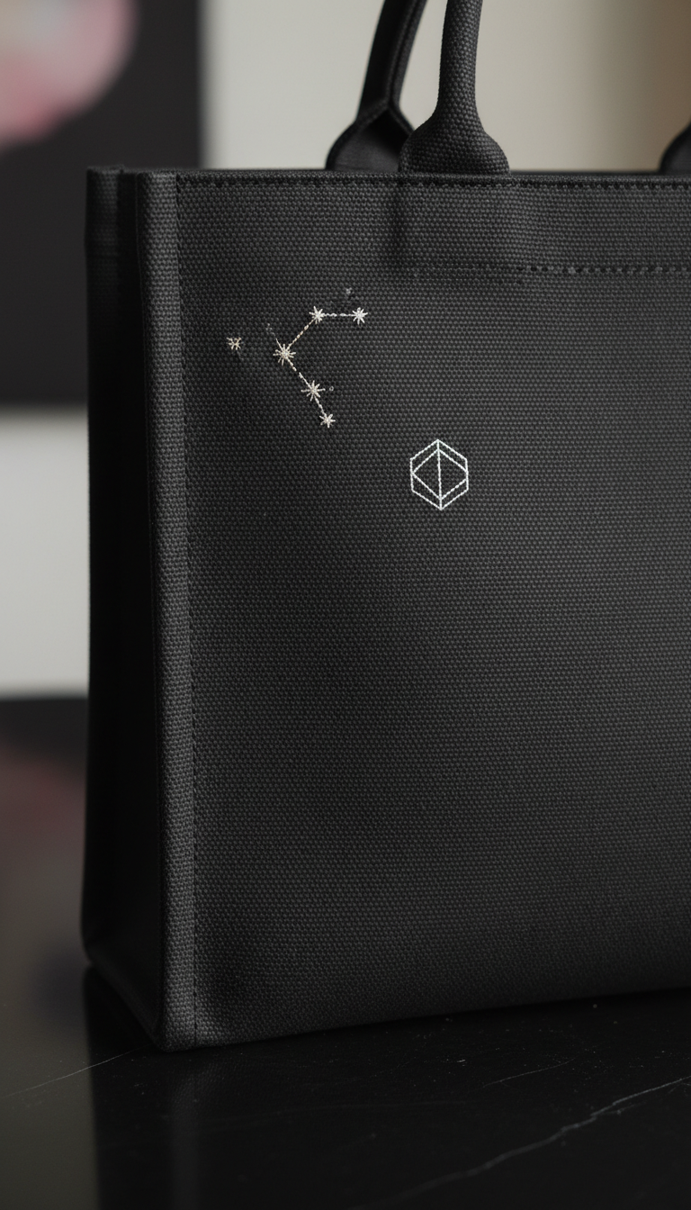 Subtle Metallic Accent Black Tote