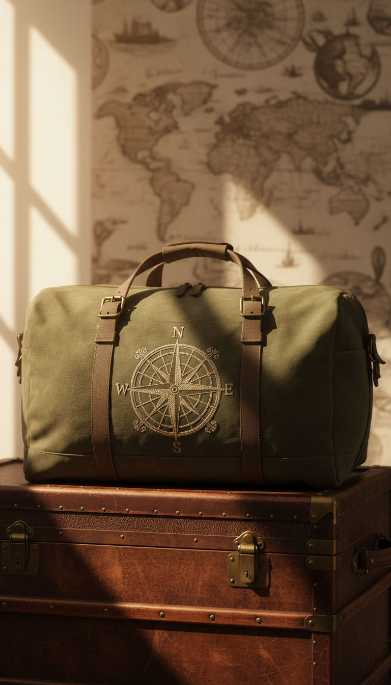 Adventurous Travel-Themed Duffel Bag