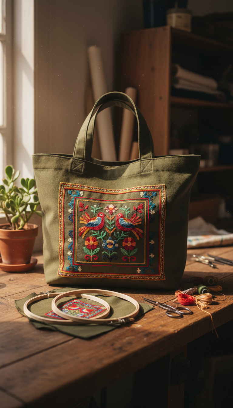 Folk Art Inspired Utility Bag