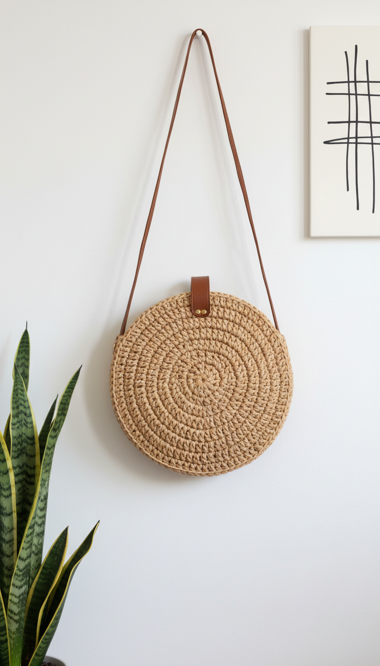 Rattan-Inspired Round Bag
